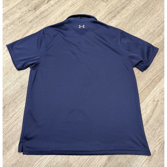 Under Armour Mens HeatGear Polo Shirt Navy Blue Grey Trim XXL 2XL Short Sleeve - Picture 6 of 6